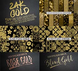 极品PS样式－100个金箔纹理效果(含32张高清金箔图片)：24K Gold Styles
